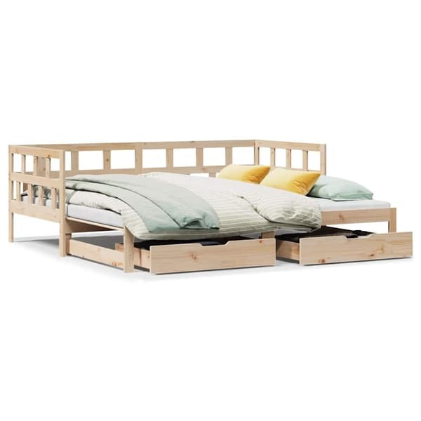 vidaXL daybed med udtræk og skuffer uden madras 90x200 cm