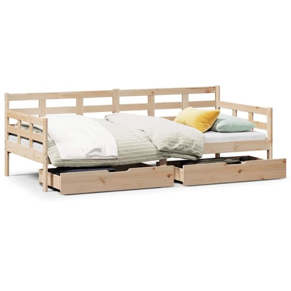 vidaXL daybed med skuffer 90x200 cm massivt fyrretræ