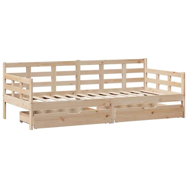 vidaXL daybed med skuffer 90x200 cm massivt fyrretræ