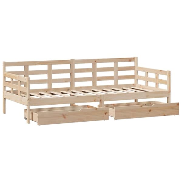 vidaXL daybed med skuffer 90x200 cm massivt fyrretræ