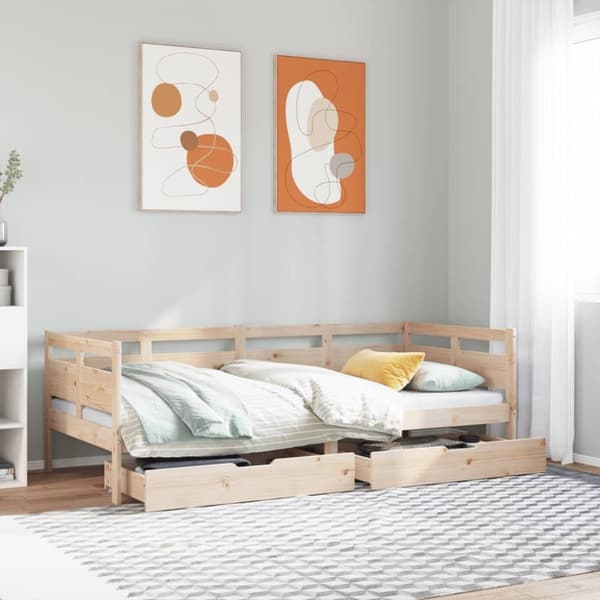 vidaXL daybed med skuffer 90x200 cm massivt fyrretræ