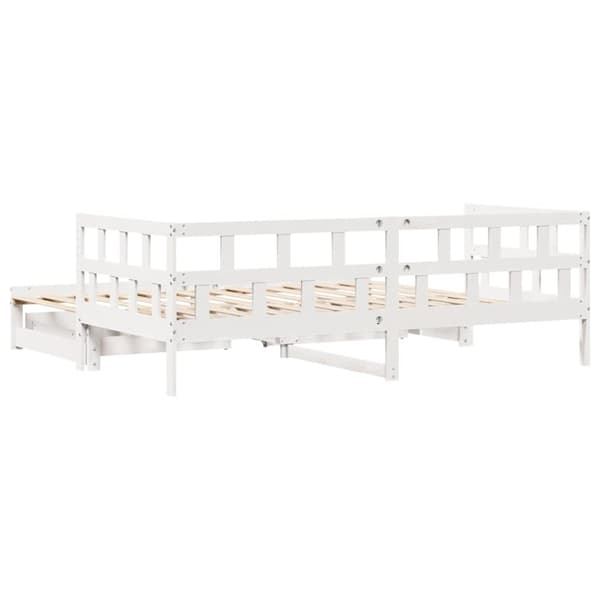 vidaXL Uttrekkbar dagseng med skuffer uten madrass hvit 80x200 cm
