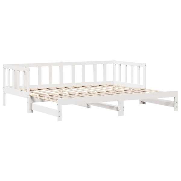 vidaXL Uttrekkbar dagseng med skuffer uten madrass hvit 90x200 cm