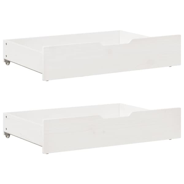vidaXL Uttrekkbar dagseng med skuffer uten madrass hvit 90x200 cm