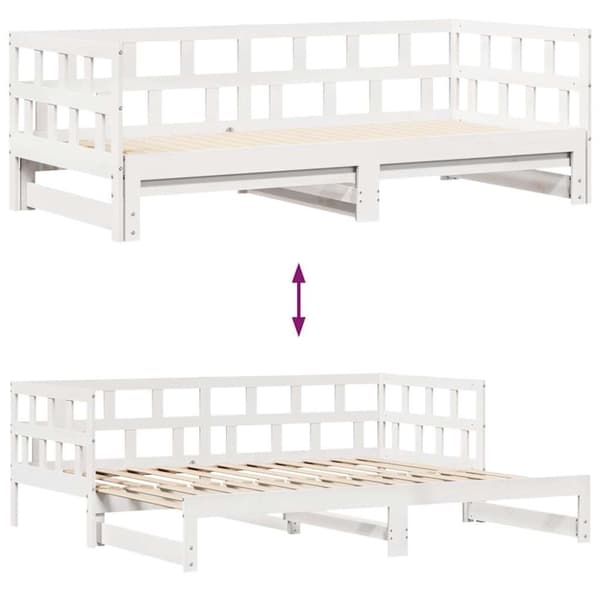 vidaXL Vuodesohva rullilla ja laatikoilla ei patjaa valkoinen 80x200cm