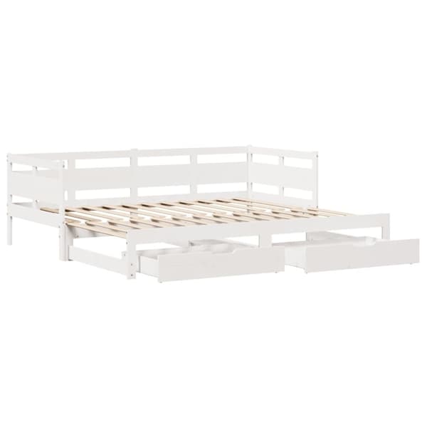 vidaXL Vuodesohva rullilla ja laatikoilla ei patjaa valkoinen 80x200cm