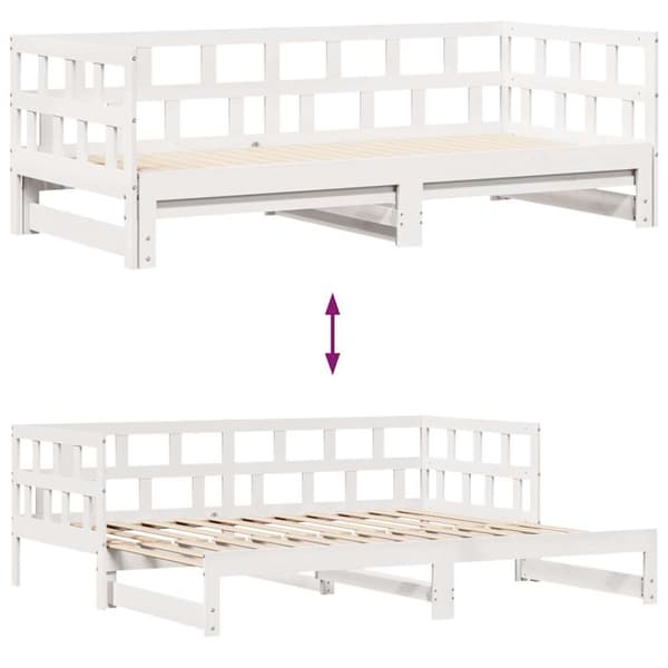 vidaXL daybed med udtræk og skuffer uden madras 90x200 cm hvid