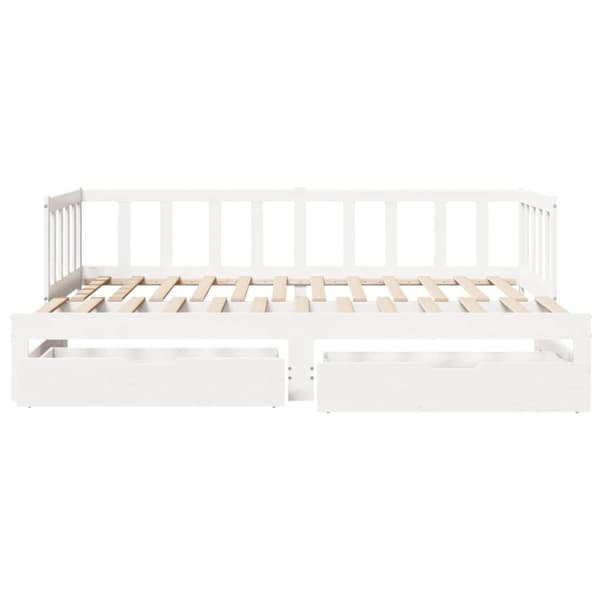 vidaXL daybed med udtræk og skuffer uden madras 90x190 cm hvid