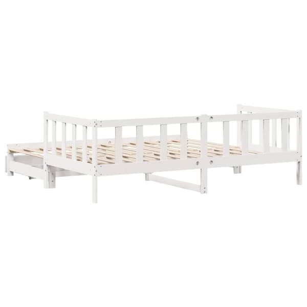 vidaXL Vuodesohva rullilla ja laatikoilla ei patjaa valkoinen 80x200cm
