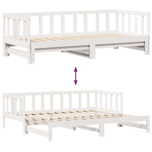 vidaXL Vuodesohva rullilla ja laatikoilla ei patjaa valkoinen 80x200cm