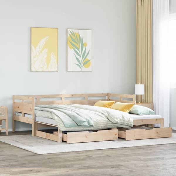 vidaXL Vuodesohva rullilla ja laatikoilla ei patjaa 90x200 cm