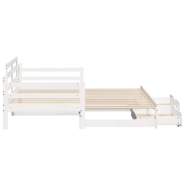 vidaXL Uttrekkbar dagseng med skuffer uten madrass hvit 90x190 cm