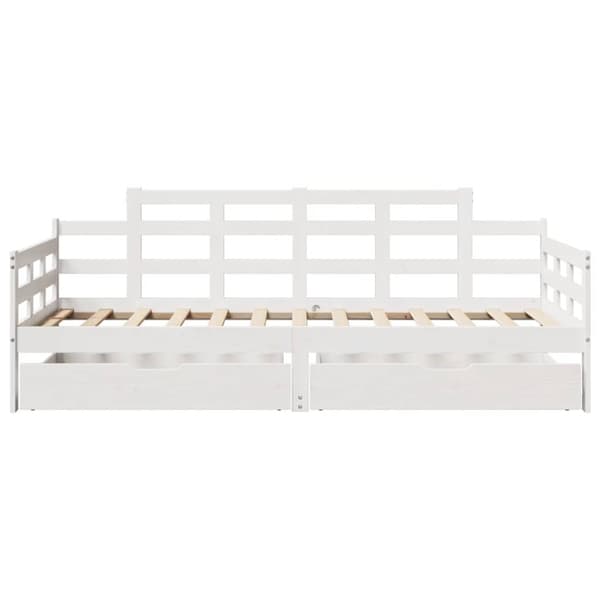 vidaXL Dagseng med skuffer hvit 90x190 cm heltre furu