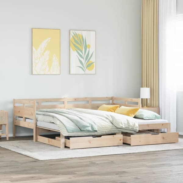 vidaXL Dagbädd utdragbar med lådor utan madrass 90x200 cm