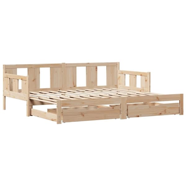 vidaXL Uttrekkbar dagseng med skuffer uten madrass 80x200 cm