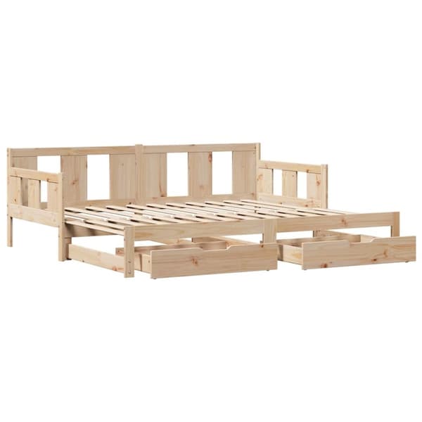 vidaXL Uttrekkbar dagseng med skuffer uten madrass 80x200 cm