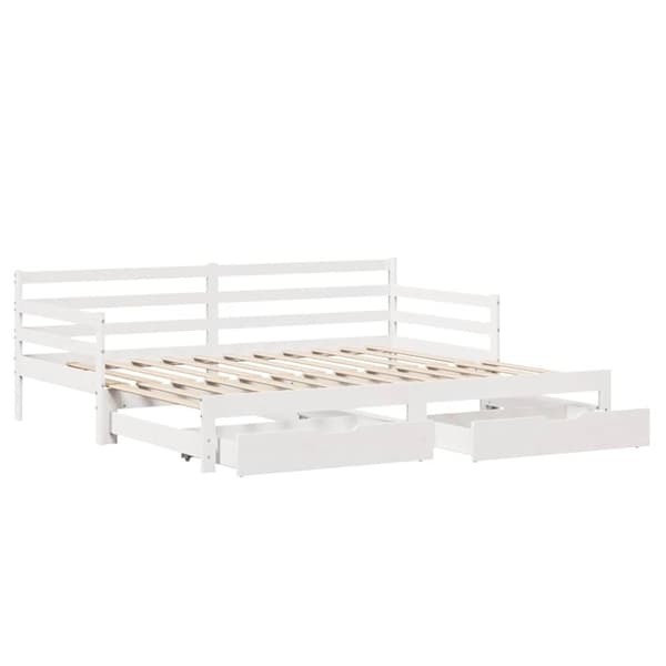 vidaXL Dagbädd utdragbar med lådor utan madrass vit 90x200 cm