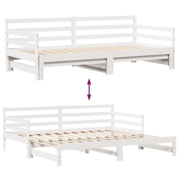 vidaXL Dagbädd utdragbar med lådor utan madrass vit 90x200 cm
