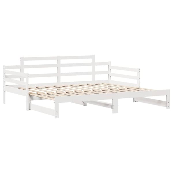 vidaXL Uttrekkbar dagseng med skuffer uten madrass hvit 90x200 cm
