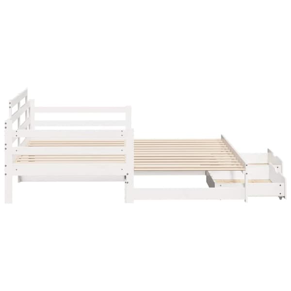 vidaXL Uttrekkbar dagseng med skuffer uten madrass hvit 90x200 cm