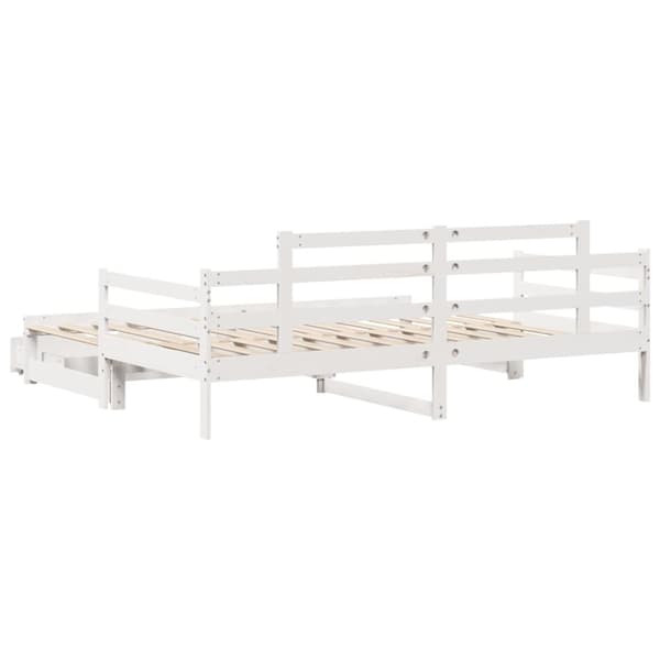 vidaXL Uttrekkbar dagseng med skuffer uten madrass hvit 90x200 cm