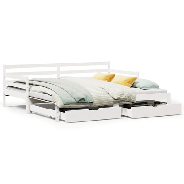 vidaXL daybed med udtræk og skuffer uden madras 90x200 cm hvid