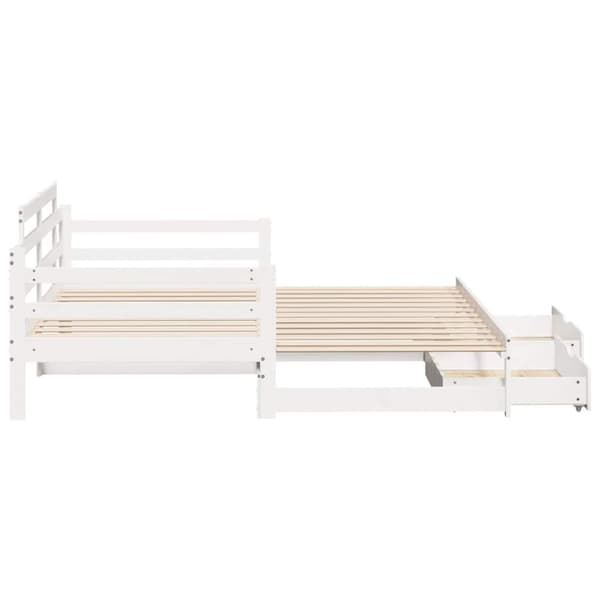 vidaXL Vuodesohva rullilla ja laatikoilla ei patjaa valkoinen 90x200cm