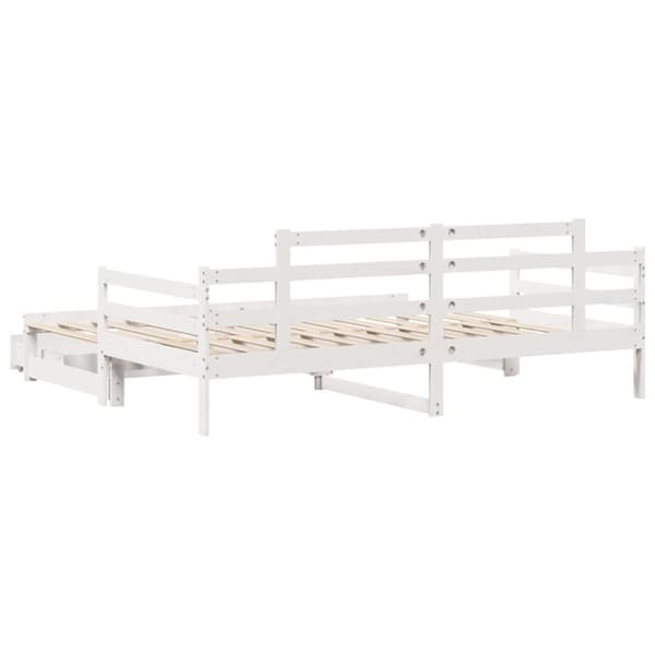 vidaXL Vuodesohva rullilla ja laatikoilla ei patjaa valkoinen 90x200cm