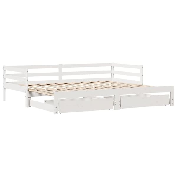 vidaXL Vuodesohva rullilla ja laatikoilla ei patjaa valkoinen 90x190cm
