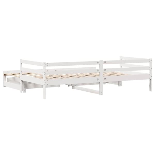 vidaXL Vuodesohva rullilla ja laatikoilla ei patjaa valkoinen 90x190cm