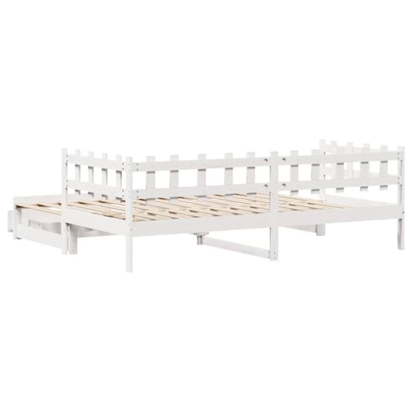 vidaXL Vuodesohva rullilla ja laatikoilla ei patjaa valkoinen 90x190cm