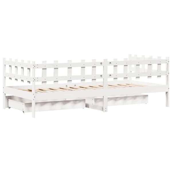 vidaXL daybed med skuffer 80x200 cm massivt fyrretræ hvid