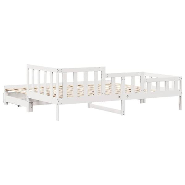 vidaXL Vuodesohva rullilla ja laatikoilla ei patjaa valkoinen 90x200cm
