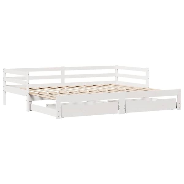 vidaXL Dagbädd utdragbar med lådor utan madrass vit 90x190 cm