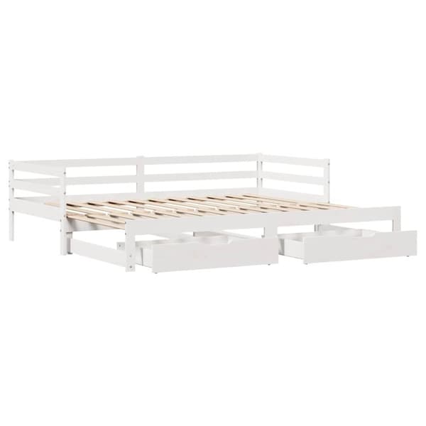 vidaXL Dagbädd utdragbar med lådor utan madrass vit 90x190 cm