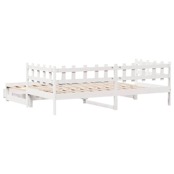 vidaXL Uttrekkbar dagseng med skuffer uten madrass hvit 90x190 cm