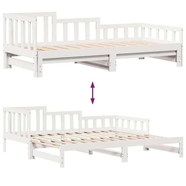 vidaXL Dagbädd utdragbar med lådor utan madrass vit 90x190 cm