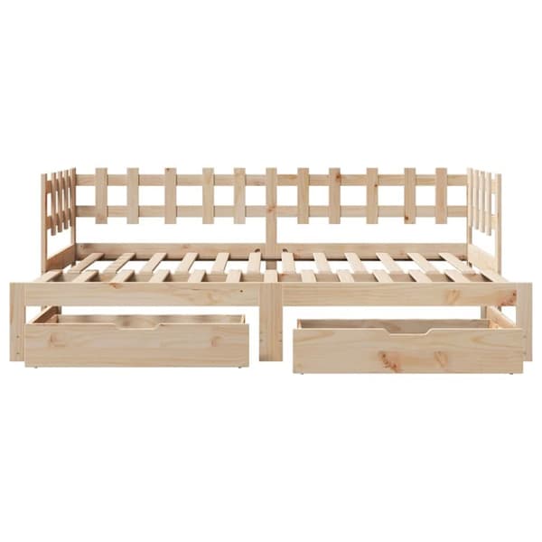 vidaXL Uttrekkbar dagseng med skuffer uten madrass 90x190 cm