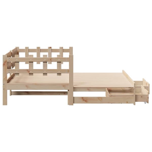 vidaXL Uttrekkbar dagseng med skuffer uten madrass 90x190 cm