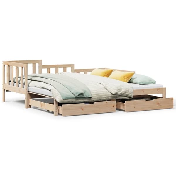 vidaXL Uttrekkbar dagseng med skuffer uten madrass 90x190 cm