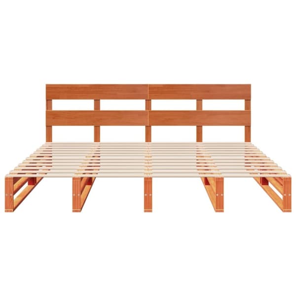 vidaXL Sängynrunko ilman patjaa vahanruskea 200x200 cm täysi mänty