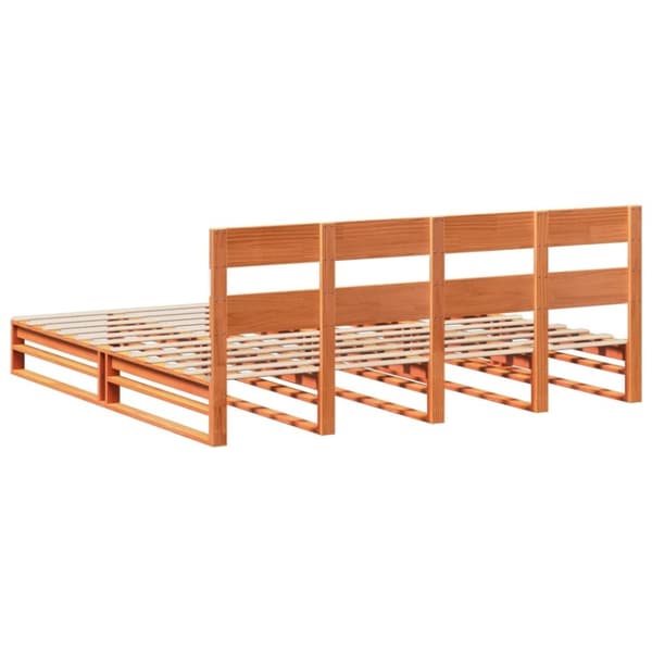 vidaXL Sängynrunko ilman patjaa vahanruskea 200x200 cm täysi mänty