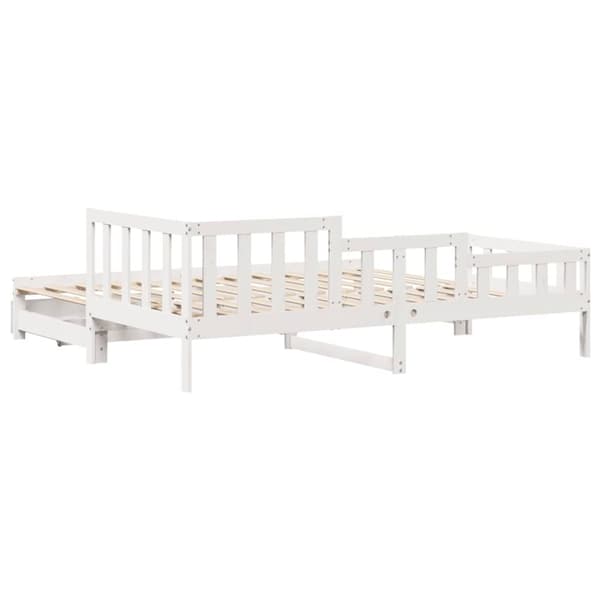 vidaXL Vuodesohva rullilla ja laatikoilla ei patjaa valkoinen 80x200cm