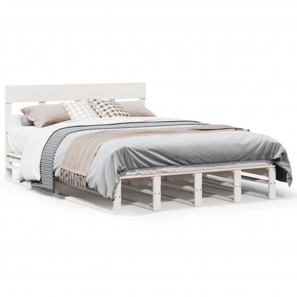 vidaXL Sengeramme uten madrass hvit 140x190 cm heltre furu