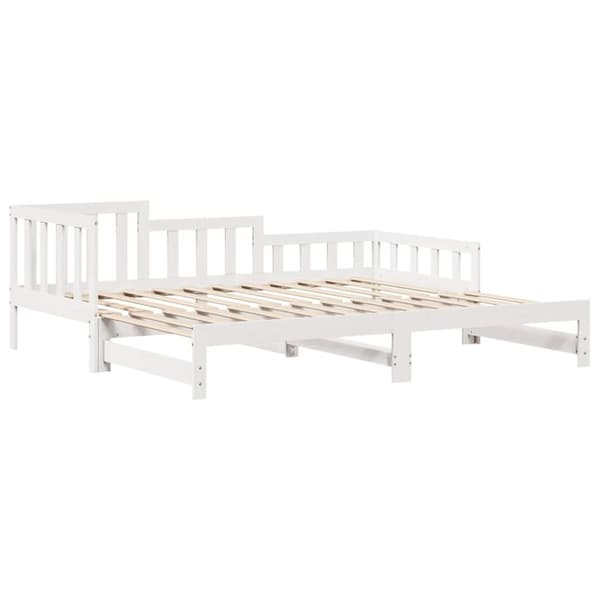 vidaXL Uttrekkbar dagseng med skuffer uten madrass hvit 80x200 cm
