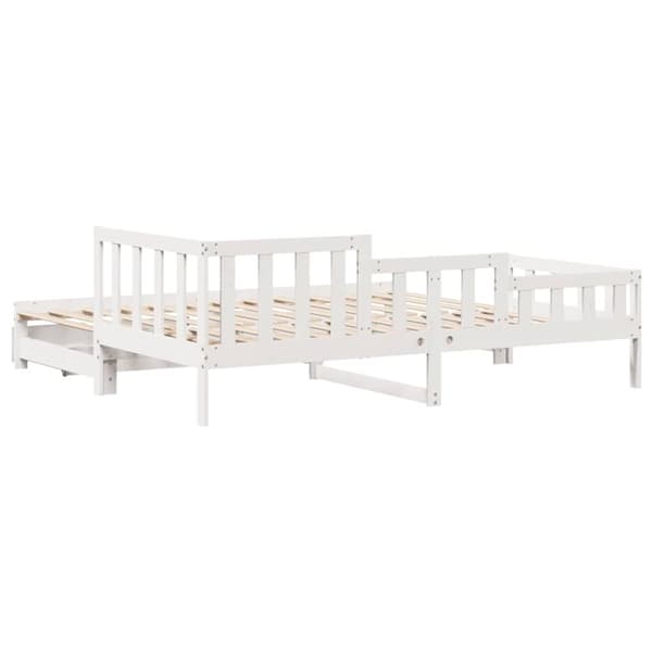 vidaXL Uttrekkbar dagseng med skuffer uten madrass hvit 80x200 cm