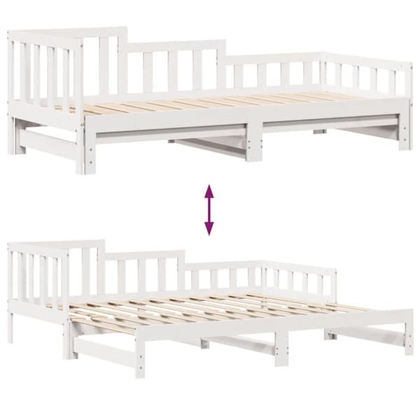 vidaXL Uttrekkbar dagseng med skuffer uten madrass hvit 80x200 cm