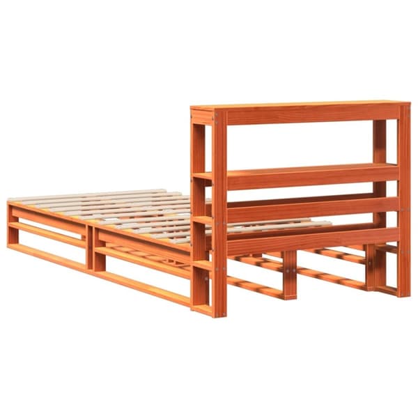 vidaXL sengeramme uden madras 100x200 cm massivt fyrretræ gyldenbrun