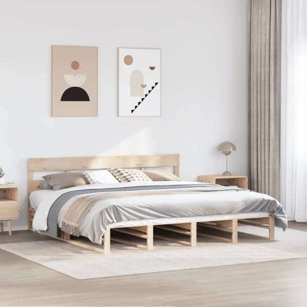 vidaXL sengeramme uden madras 200x200 cm massivt fyrretræ