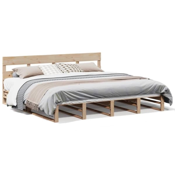 vidaXL sengeramme uden madras 200x200 cm massivt fyrretræ